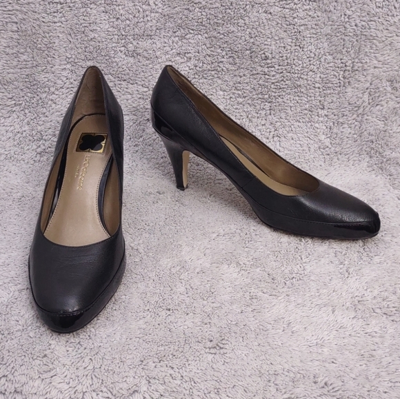 NWOT Liz Claiborne "Cammie" Black Leather High Heel Pump 11‎ M  Round Toe - Picture 1 of 10